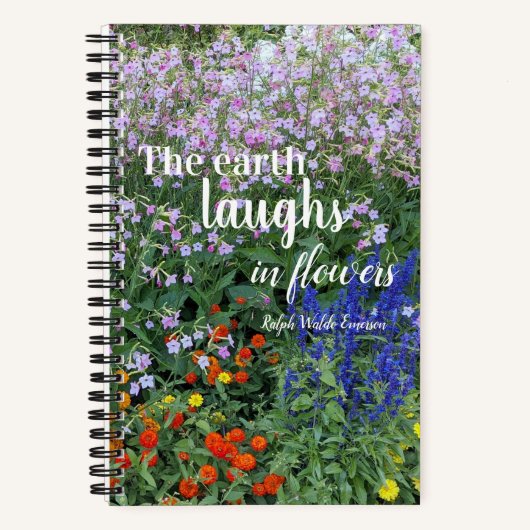 The Earth Laughs in Flowers Quote Floral Notitieboek (Voorkant)