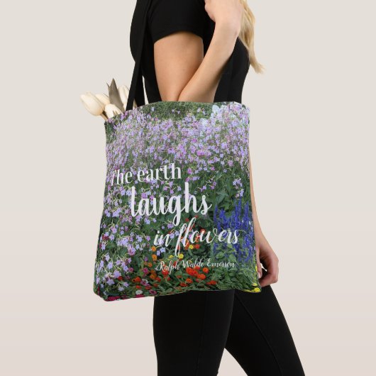 The Earth Laughs in Flowers Quote Floral Tote Bag (Dichtbij)
