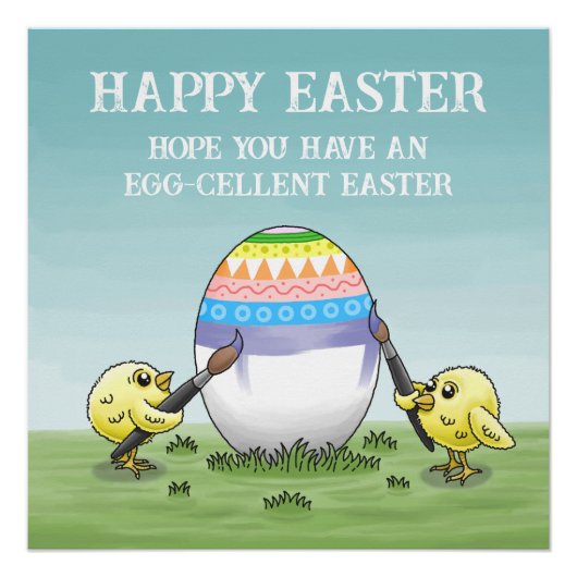 The Easter egg is painted by the chicks Perfect Poster (Voorkant)