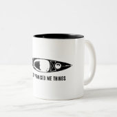 The Eddy Promised Me Things Kayak Tweekleurige Koffiemok (Voorkant rechts)