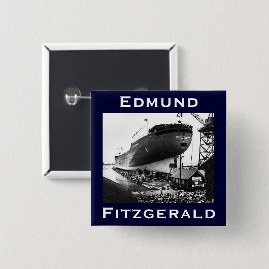 The Edmund Fitzgerald Vierkante Button 5,1 Cm (Voorkant /achterkant)
