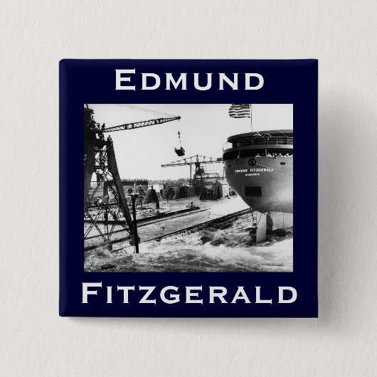 The Edmund Fitzgerald Vierkante Button 5,1 Cm (Voorkant)