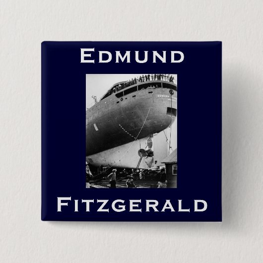 The Edmund Fitzgerald Vierkante Button 5,1 Cm (Voorkant)