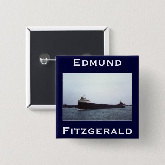 The Edmund Fitzgerald Vierkante Button 5,1 Cm (Voorkant /achterkant)