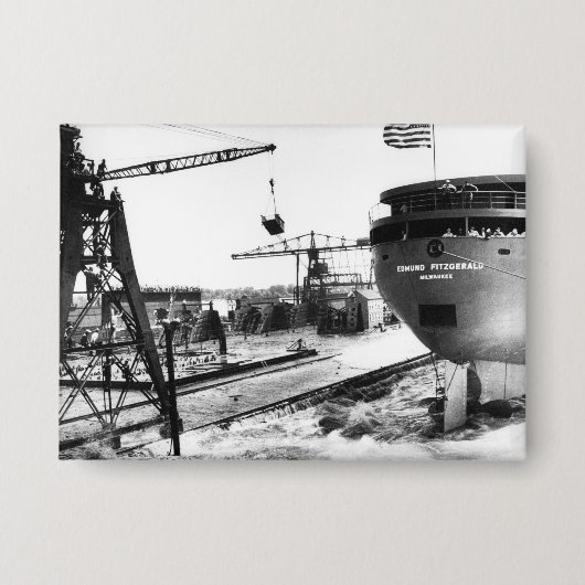 The Edmund Fitzgerald Vintage Great Lakes Ship Button (Voorkant)