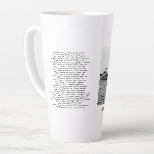The Edmund Fitzgerald with Crew Names Latte Mok (Linkerhoek)