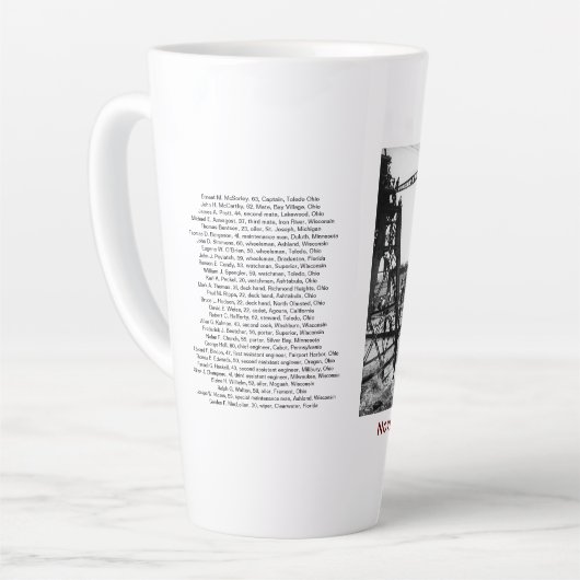 The Edmund Fitzgerald with Crew Names Latte Mok (Linkerhoek)