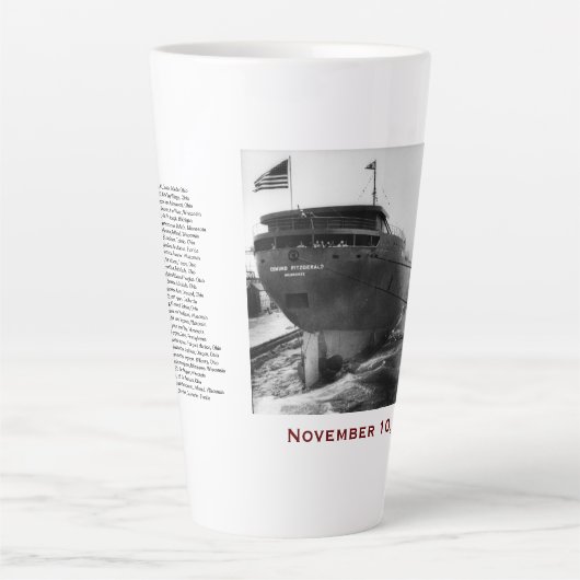 The Edmund Fitzgerald with Crew Names Latte Mok (Voorkant)