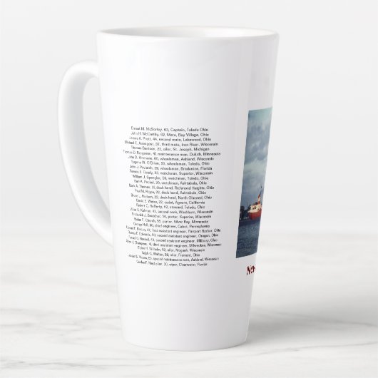 The Edmund Fitzgerald with Crew Names Latte Mok (Linkerhoek)