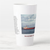 The Edmund Fitzgerald with Crew Names Latte Mok (Voorkant)