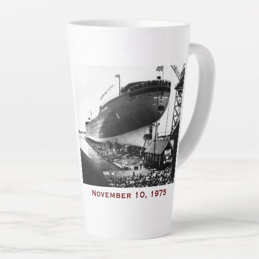 The Edmund Fitzgerald with Crew Names Latte Mok (Rechterhoek)