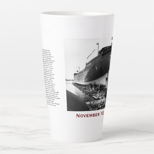 The Edmund Fitzgerald with Crew Names Latte Mok (Voorkant)