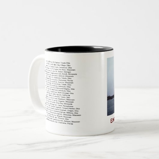 The Edmund Fitzgerald with Crew Names Tweekleurige Koffiemok (Voorkant links)