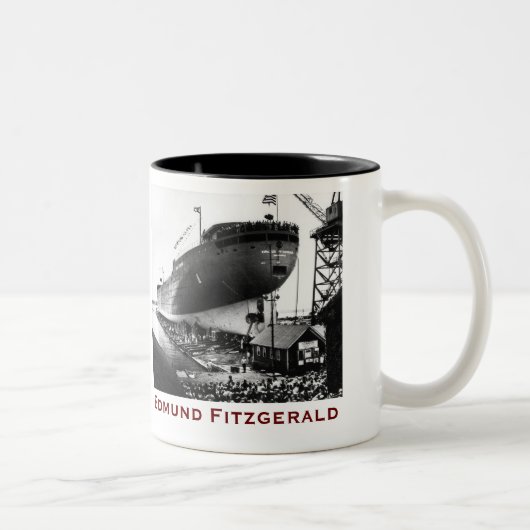 The Edmund Fitzgerald with Crew Names Tweekleurige Koffiemok (Rechts)