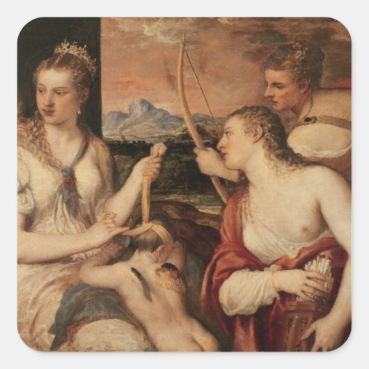 The Education of Cupid, c.1565 Vierkante Sticker (Voorkant)