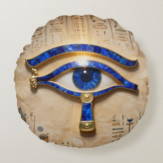 The Egyptian Eye Rond Kussen (Voorkant)