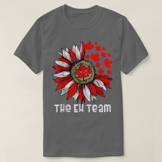The Eh Team Canadian Day Sunflower Maple Leaf T-shirt (Design voorkant)