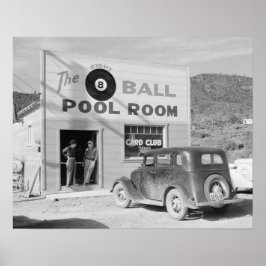 The Eight Ball Pool Room, 1940. Oude foto Poster