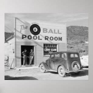 The Eight Ball Pool Room, 1940. Oude foto Poster