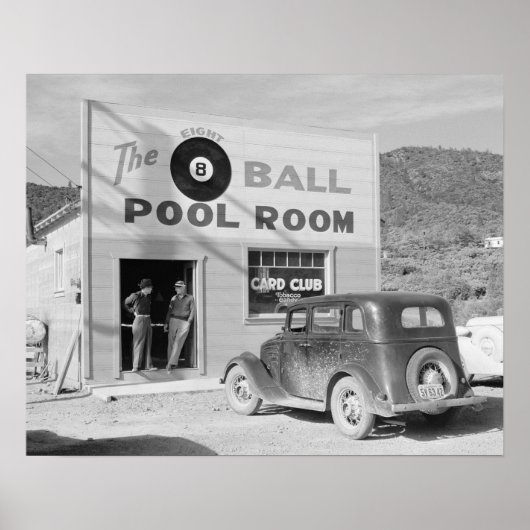 The Eight Ball Pool Room, 1940. Oude foto Poster (Voorkant)