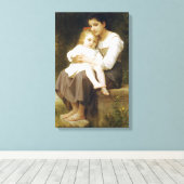 The Elder Sister (door William Bouguereau) Canvas Afdruk (Insitu (Houten vloer))