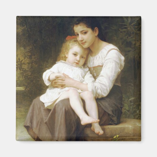 The Elder Sister (door William Bouguereau) Magneet (Voorkant)