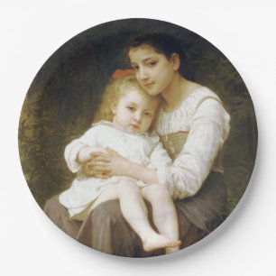 The Elder Sister (door William Bouguereau) Papieren Bordje