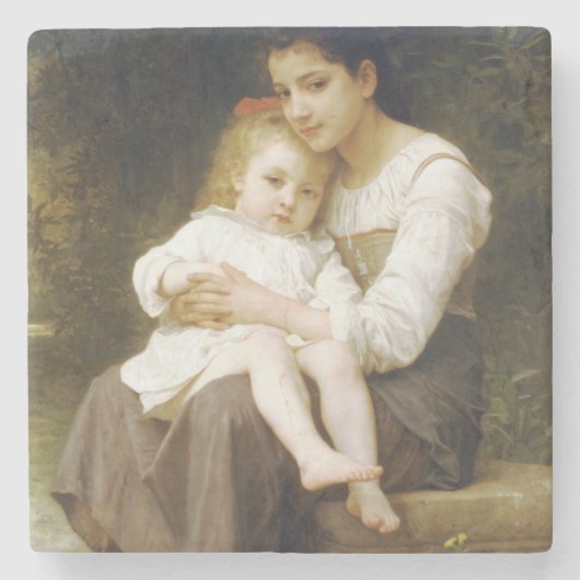The Elder Sister (door William Bouguereau) Stenen Onderzetter (Voorkant)