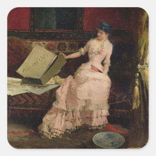 The Elegant Connoisseur, 1883 (olie op doek) Vierkante Sticker