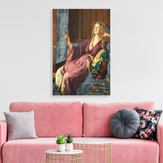 The Elegant Minx (by John Collier) Canvas Afdruk (Insitu (Woonkamer))