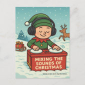 The Elf DJ on the Snowy Path Feestdagenkaart (Voorkant)