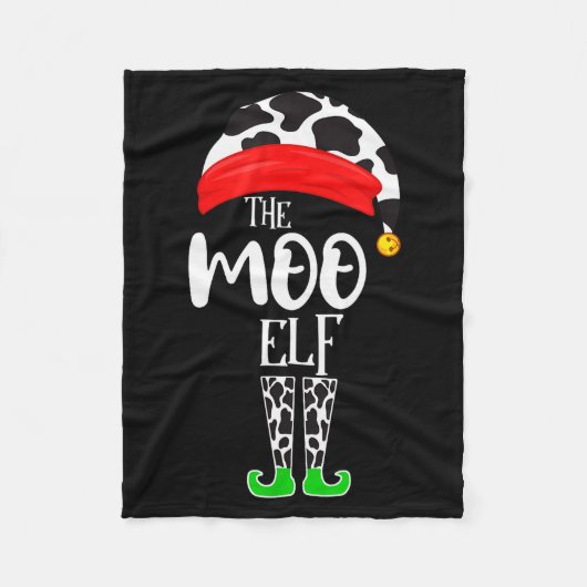 The Elf Moo Cow Funny Christmas Elf Family Matchin Fleece Deken (Voorkant)
