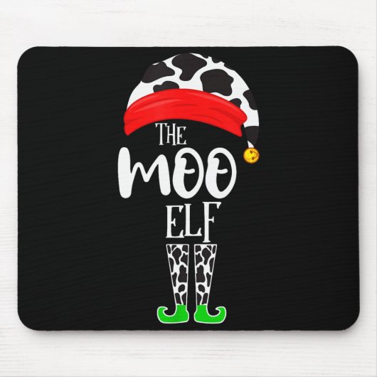 The Elf Moo Cow Funny Christmas Elf Family Matchin Muismat (Voorkant)