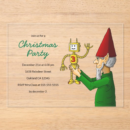 The Elf's Christmas Party Invitation Acryl Uitnodigingen (Voorkant)