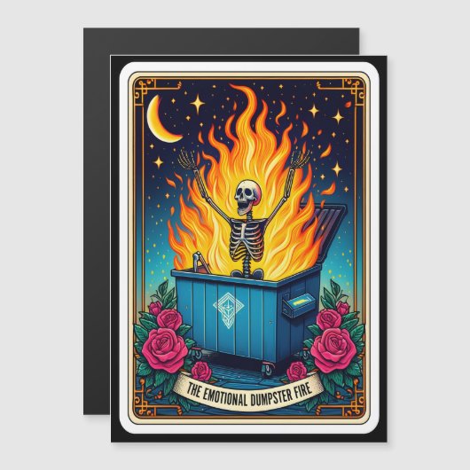 "The Emotional Dumpster Fire" Tarot Kaart magneet (Voorkant / Achterkant)