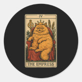 The Empress Cat Tarot Kaart Funny Witchy Mystical  Ronde Sticker (Voorkant)