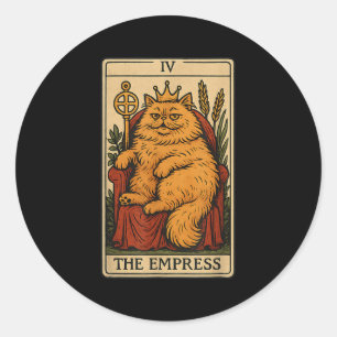 The Empress Cat Tarot Kaart Funny Witchy Mystical  Ronde Sticker