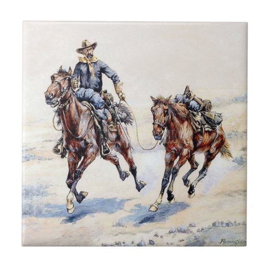 The Empty Saddle Western Art door Frederic Remingt Tegeltje (Voorkant)