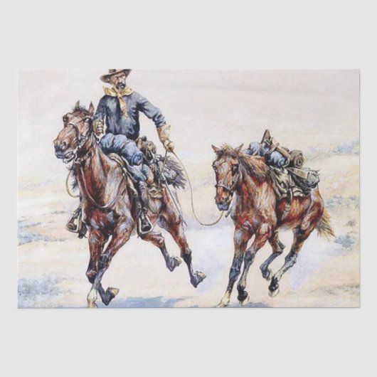 The Empty Saddle Western Art door Frederic Remingt Tissuepapier (Voorkant)