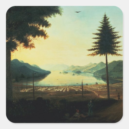 The Encampment at Lake George, New York, 1759 (oli Vierkante Sticker (Voorkant)
