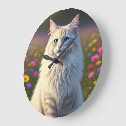 The enchanted meadow cat wall clock grote klok (Hoek)
