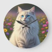 The enchanted meadow cat wall clock grote klok (Voorkant)