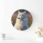 The enchanted meadow cat wall clock grote klok (Huis)