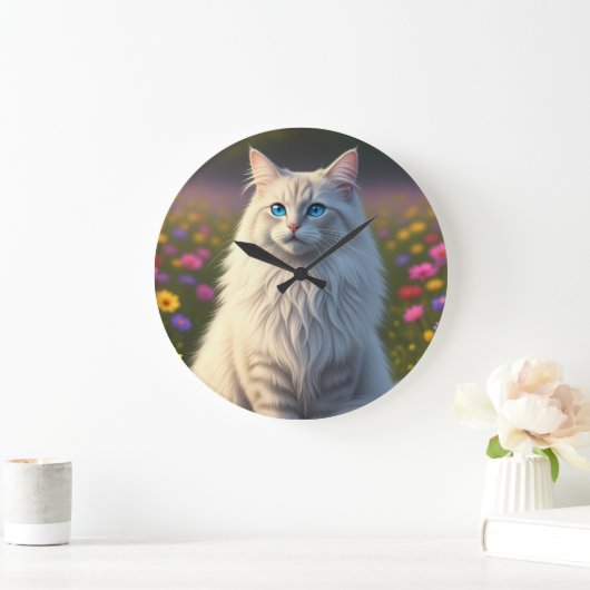 The enchanted meadow cat wall clock grote klok (Huis)