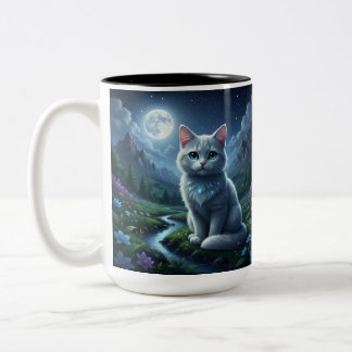 The Enchanted Moonlight Cat Ceramic Mug Tweekleurige Koffiemok