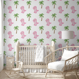 The Enchanting Pink Jungle Dinosaur  Behang