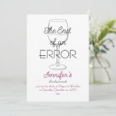The End of an Error Wine Divorce Party Invitation Kaart (Staand voorkant)
