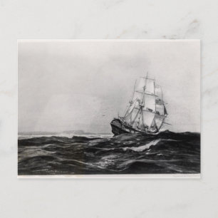 The Endeavor in Zee, 1900, gegraveerd door Lowy Briefkaart