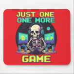 The Eternal Gamer Muismat<br><div class="desc">Perfect for the dedicated gamer who can't resist one more round. Featuring a cool skeleton setup,  this design captures the ultimate gaming addiction in a fun,  retro style. A must-have for every PC and console enthusiast!</div>