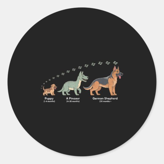 The Evolution Of A German Shepherd - Dog Owner Pet Ronde Sticker (Voorkant)